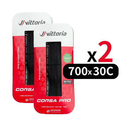 2PC/4PC SET ｜Vittoria Corsa PRO Tubeless Ready Folding Tire - BLACK