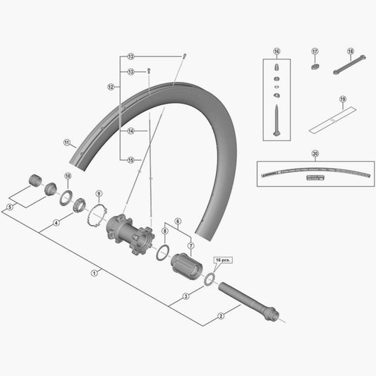 Shimano WH-R8170-C50-TL-R Left Hand Spoke 253mm