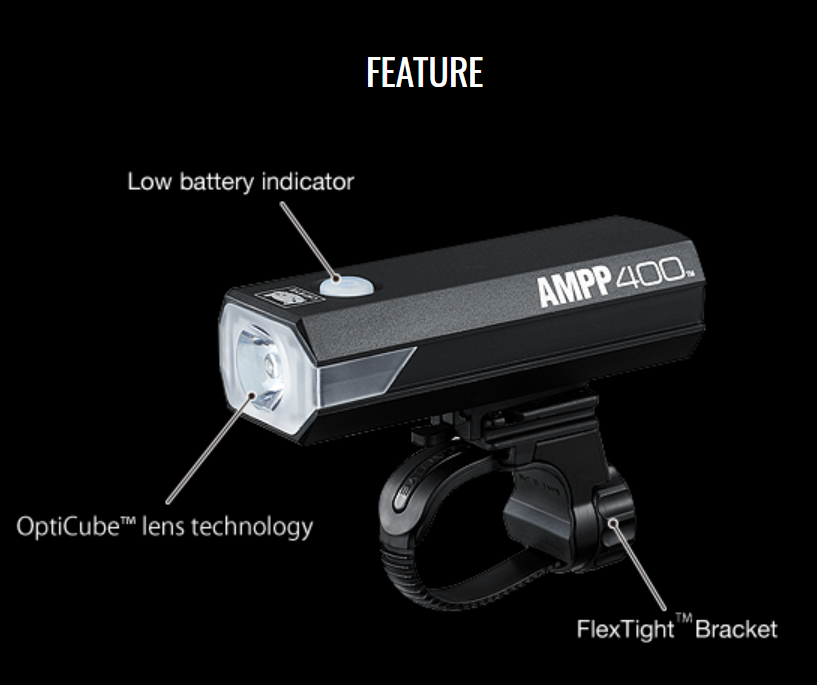 Cateye USB Rechargeable Light AMPP400 HL-EL084RC