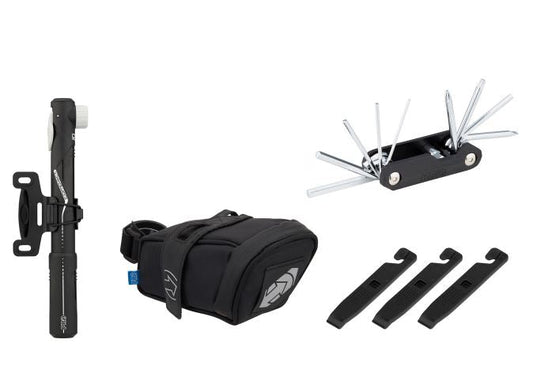 PRO Combipack(Medi Saddlebag+Compact Minipump+Tire Levers( 3Pcs)+ Mini Tool 10 Functions)